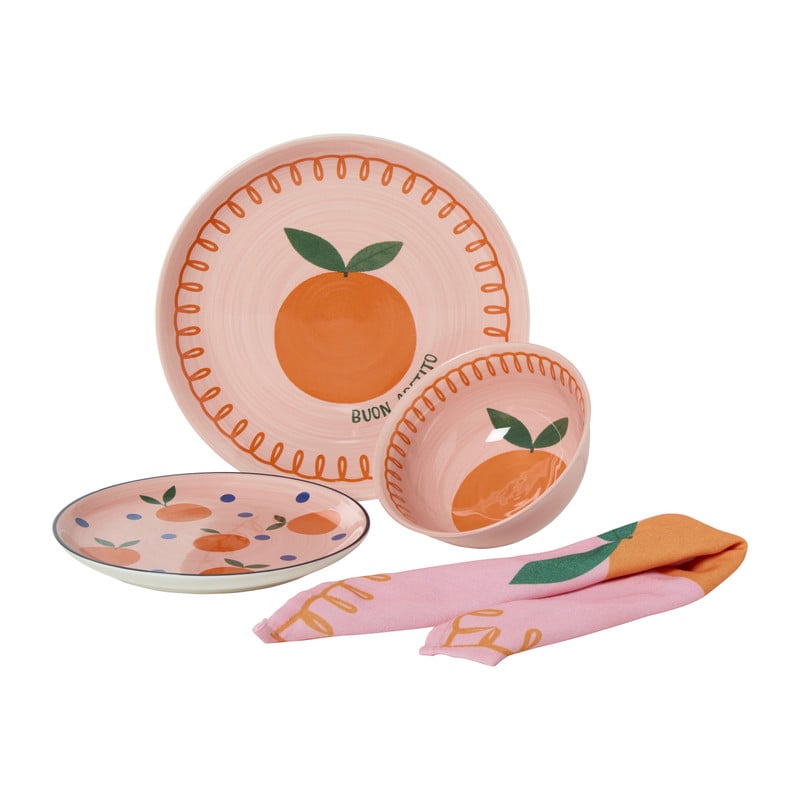 Servetten sinaasappels - roze/oranje - set van 2