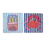 Servetten krab en sardientjes - multikleur - set van 2