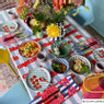 Servetten krab en sardientjes - multikleur - set van 2