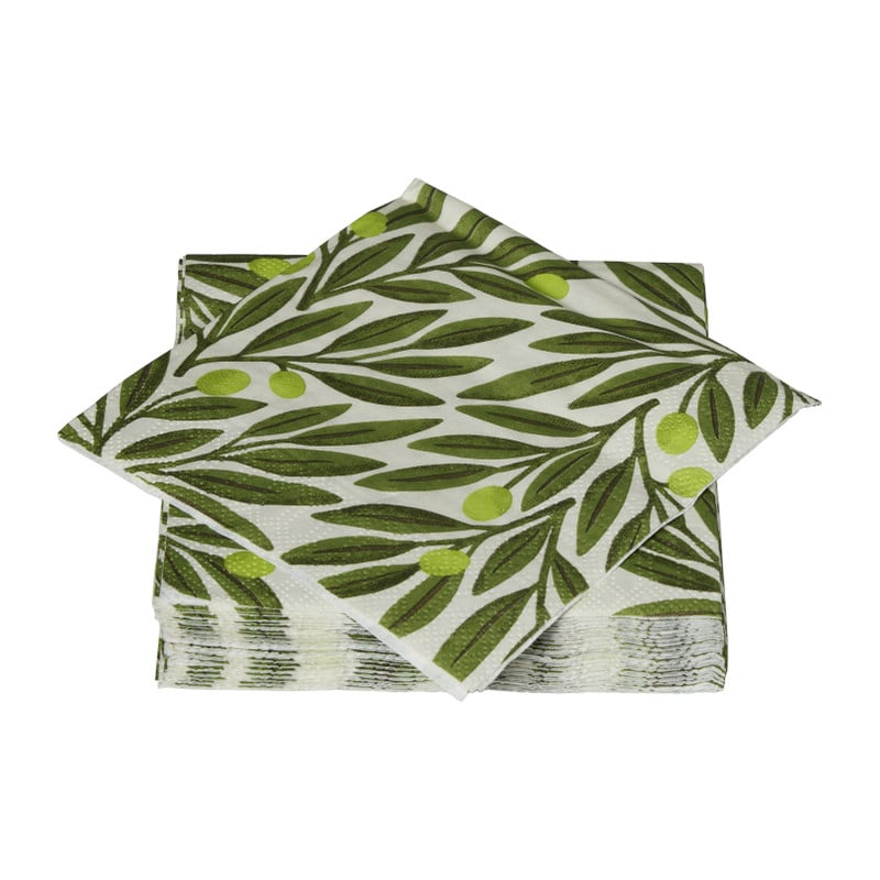 Servetten olijftak - groen - 24x24 cm - set van 20