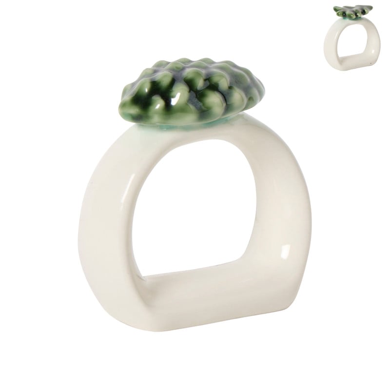 Servetring kerstboom en dennenappel - wit/groen - ø6 cm - diverse varianten