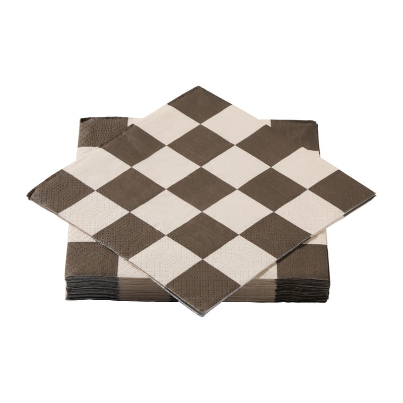Servetten ruit - bruin - 33x33 cm