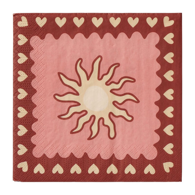 Servetten zon - roze - 33x33 cm