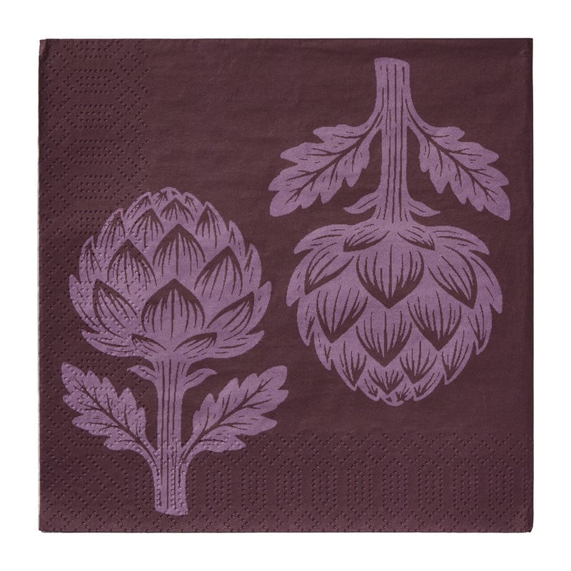 Servetten artisjok - paars - 33x33 cm