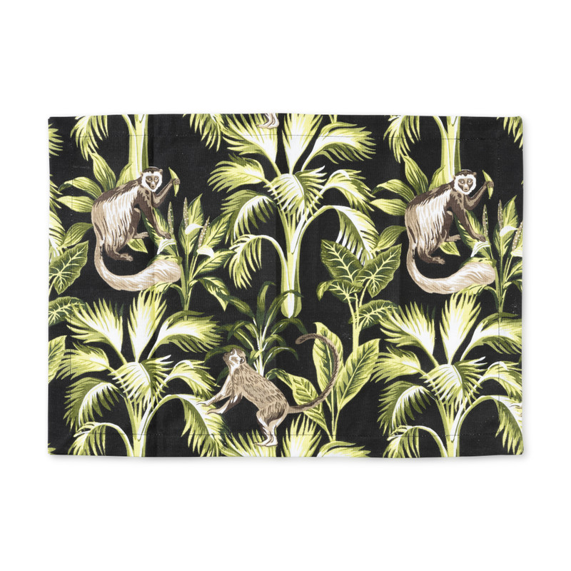 Placemat jungle - zwart - 48x33 cm 