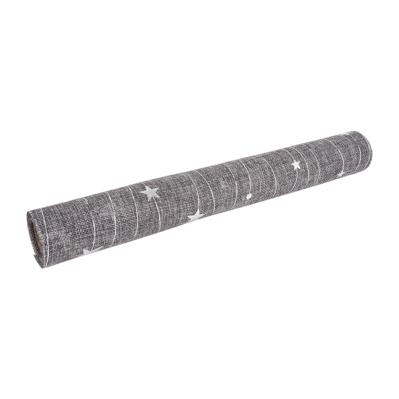 Tafelloper sterren - zilver - 36x150 cm 