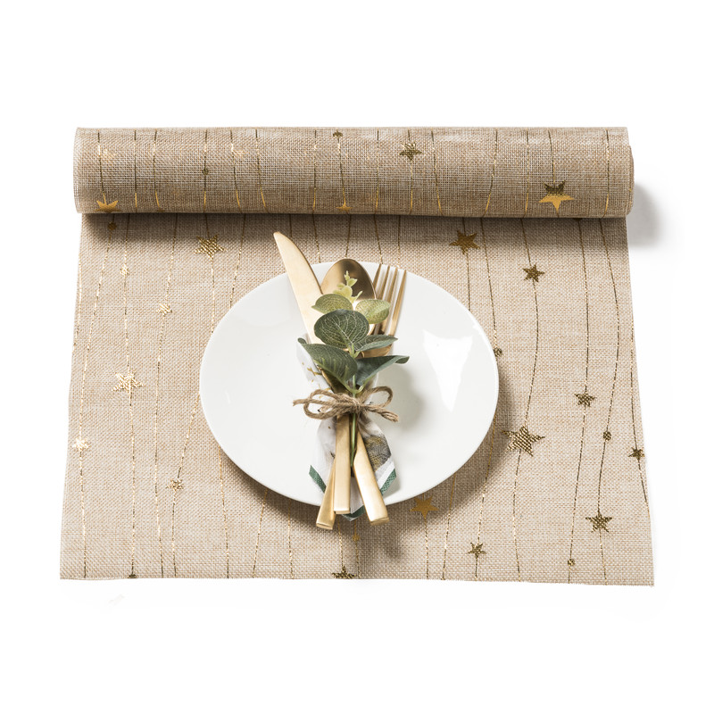 Tafelloper sterren - goud - 36x150 cm 
