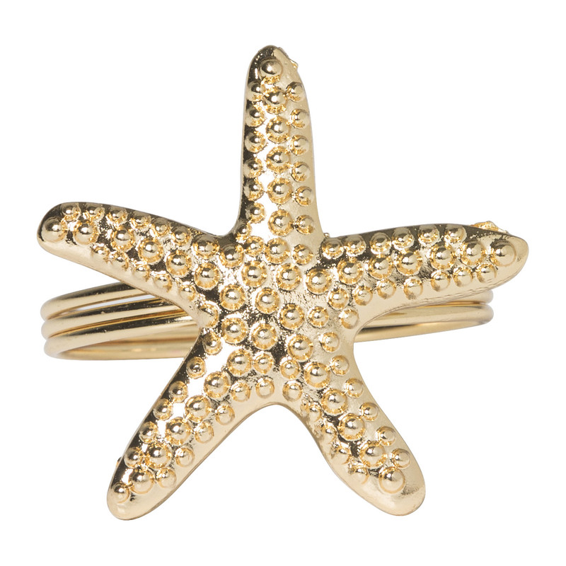 Servetring zeester - goud - ø4 cm