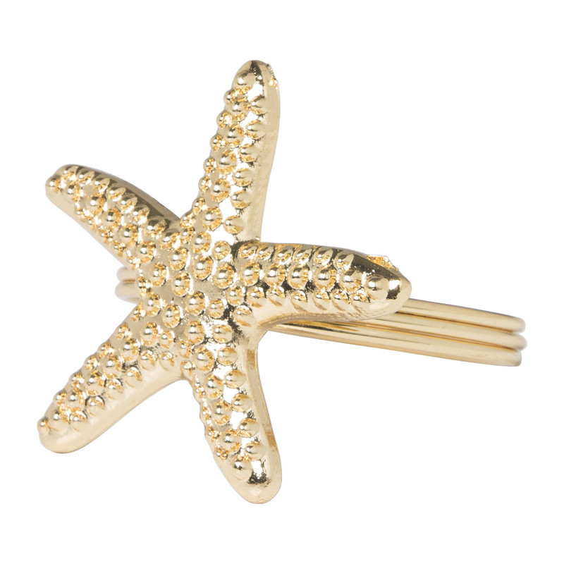 Servetring zeester - goud - ø4 cm