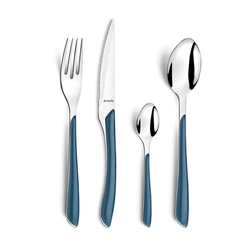 Bestekset Eclat - Amefa - zilver/blauw - 16 delig - 4 persoons