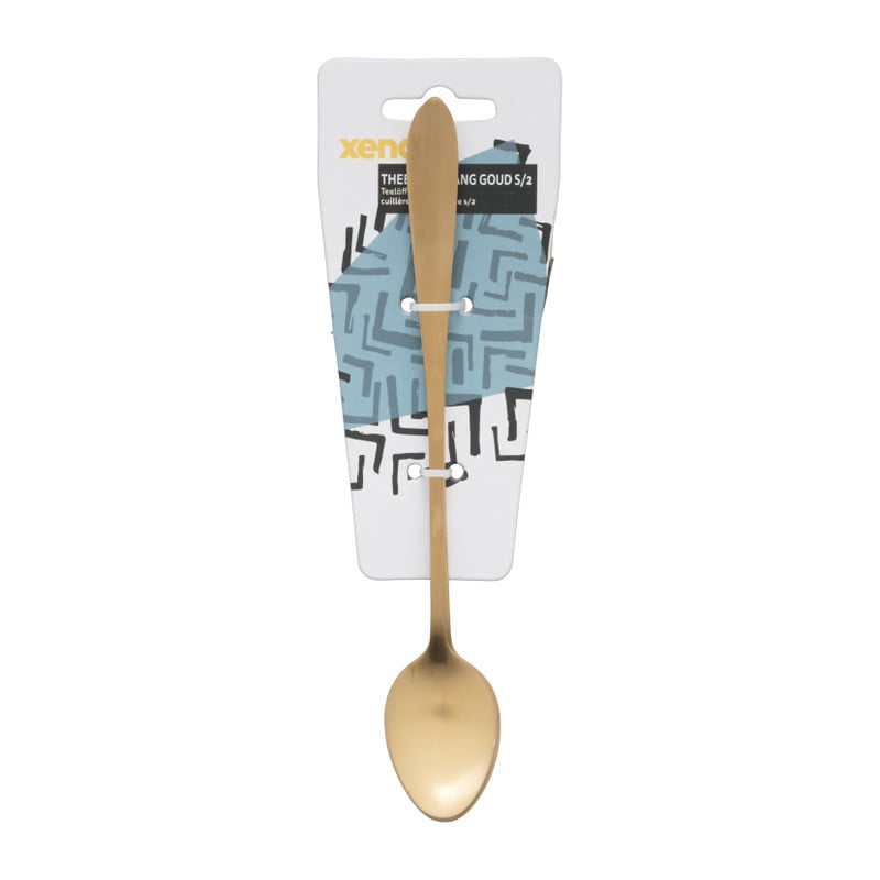 Theelepels lang - goudkleurig - set van 2