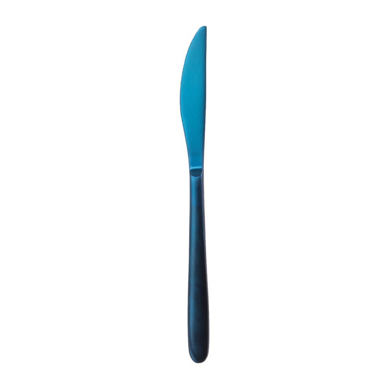 Mes - mat blauw - RVS