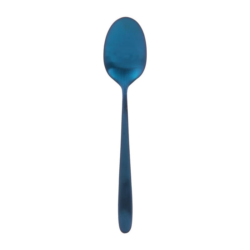 Theelepel - mat blauw - RVS