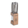 Lou Laguiole steakmessen in houten blok - zilverkleurig - 6 stuks