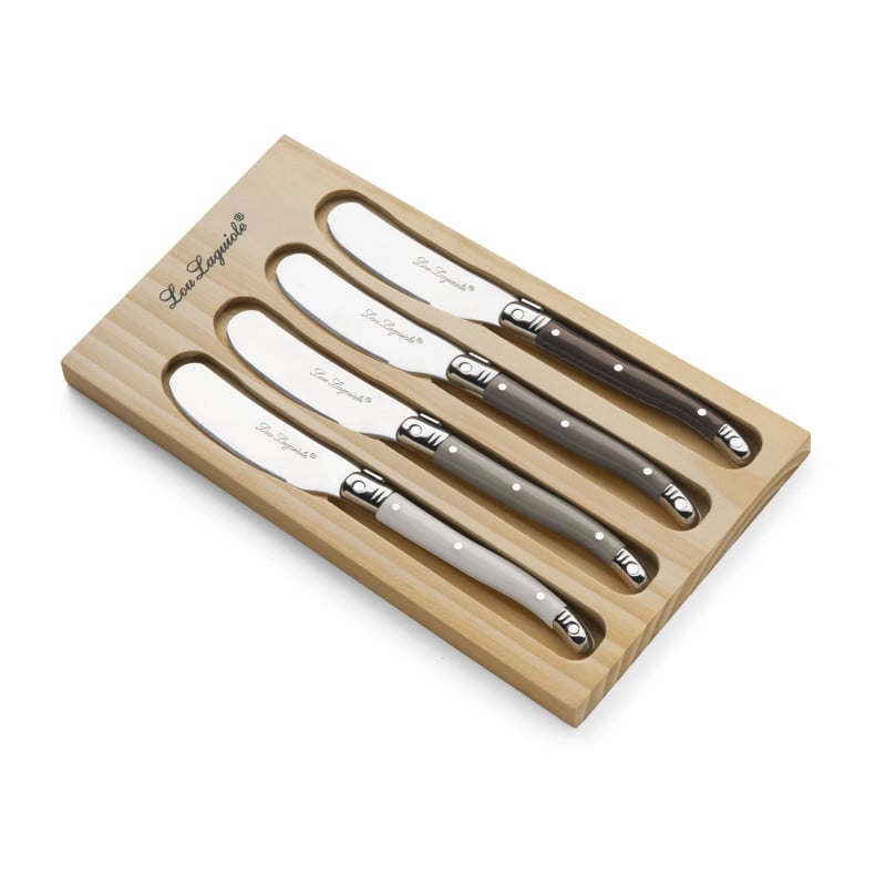 Botermesjes in tray - Zilverkleurig - 4 stuks