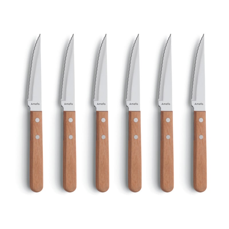 Steakmessen - hout - 6-delig
