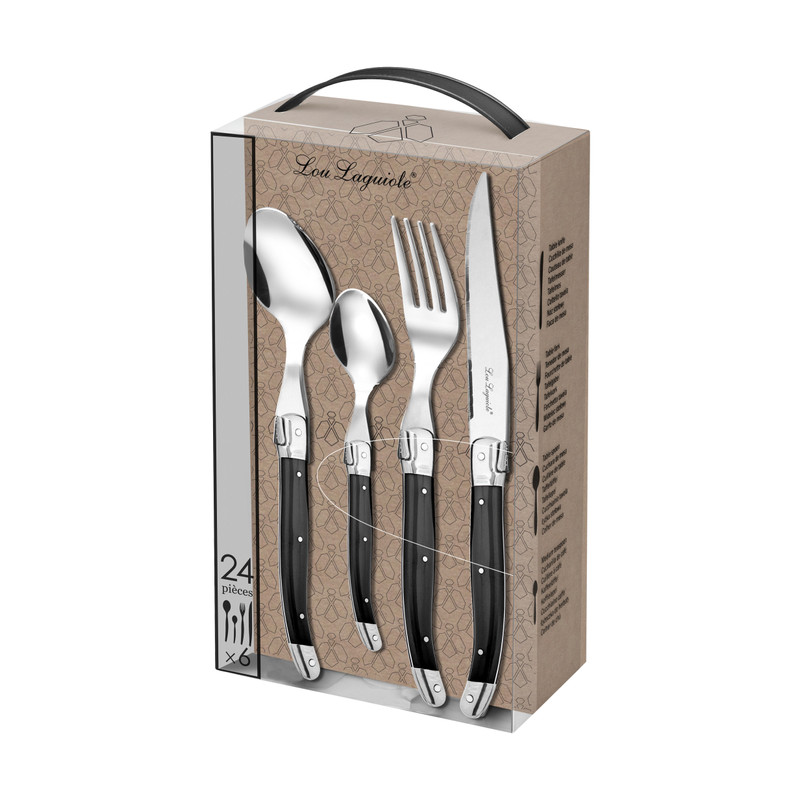 Amefa bestekset - Lou Laguiole - antraciet - set van 24 - 6 persoons