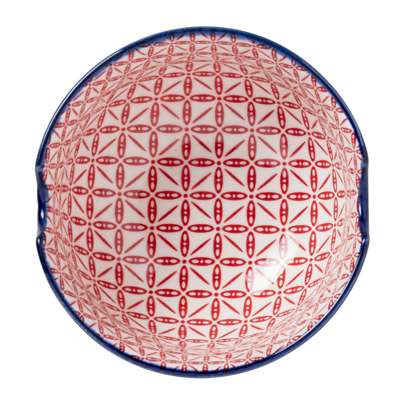 Schaaltje met eetstokjes - blauw/rood - ø14.7x9 cm
