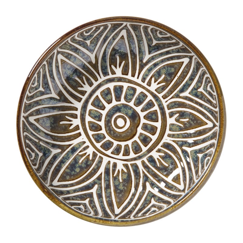 Schaaltje Nori rond - blauw/bruin - ø12x3.5 cm