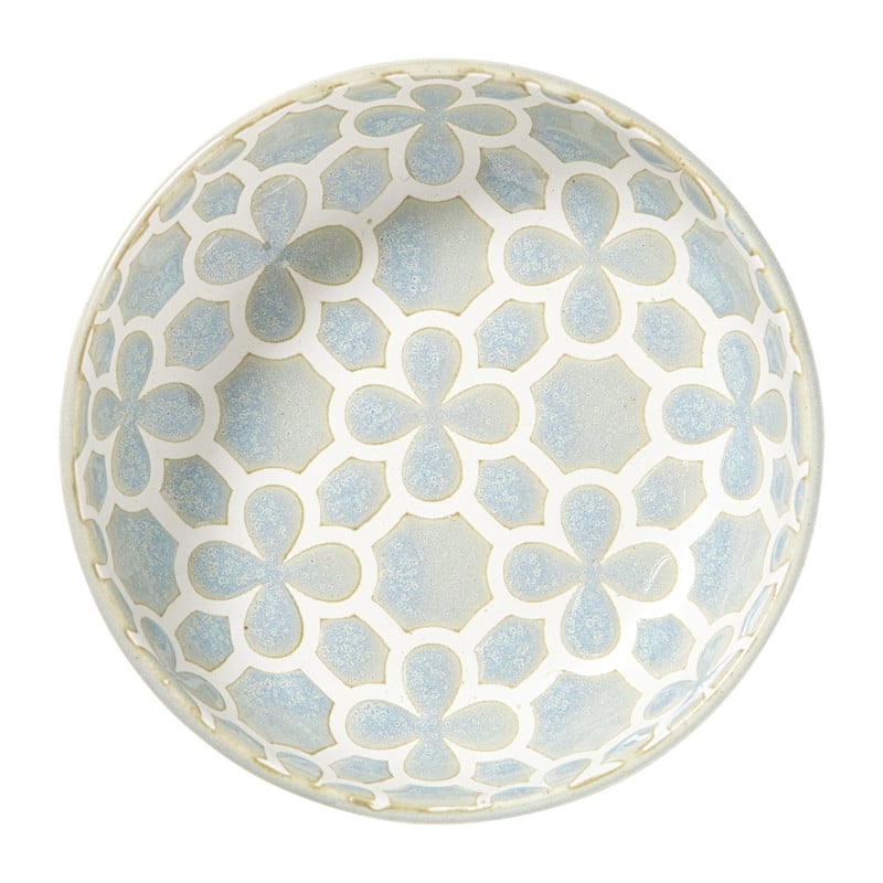 Schaaltje Nori rond - lichtblauw/wit - ø12x3.5 cm