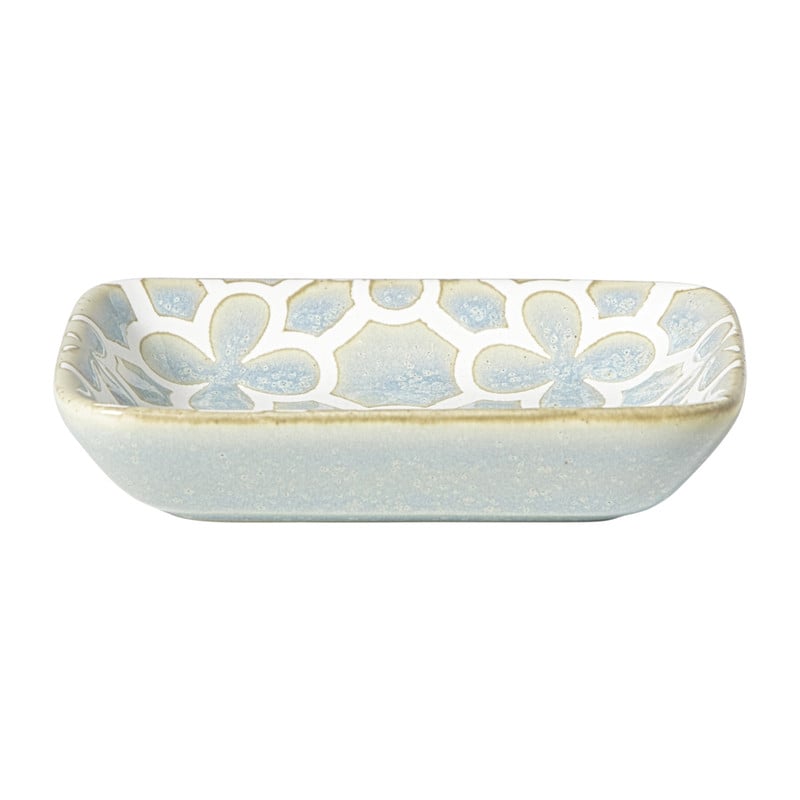 Schaaltje Nori rechthoekig - lichtblauw/wit - 2x10x7.5 cm