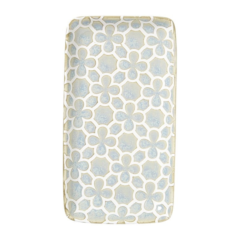 Schaaltje Nori rechthoekig - lichtblauw/wit - 2x20.5x11 cm