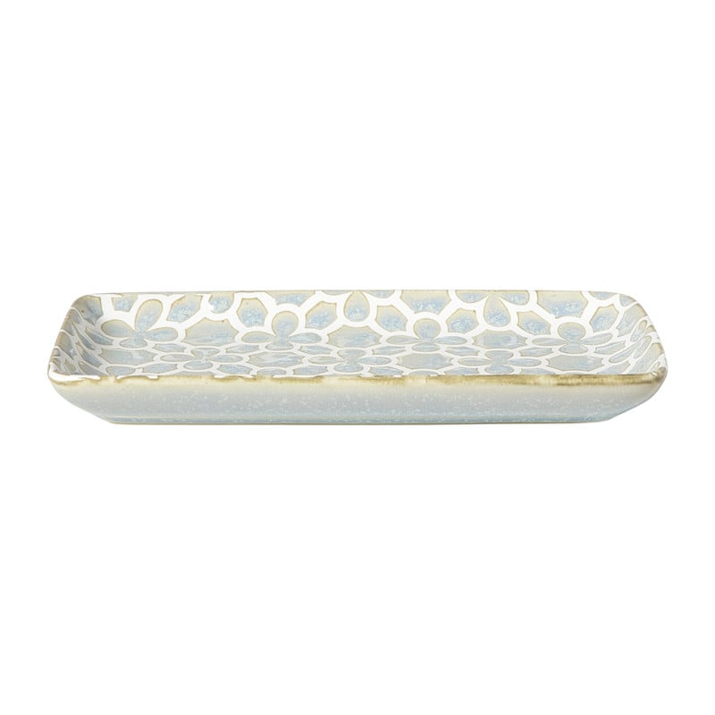Schaaltje Nori rechthoekig - lichtblauw/wit - 2x20.5x11 cm