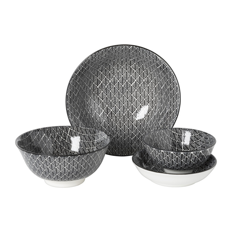 Schaaltje black print blaadjes - ø12x6 cm