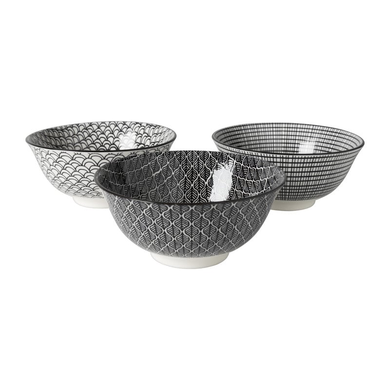 Schaaltje black print streep - ø16x6.5 cm
