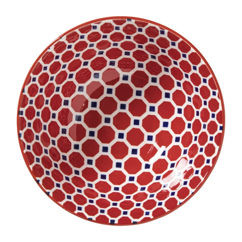 Schaaltje Anne groot - rood/blauw - ø15.8x7.3 cm