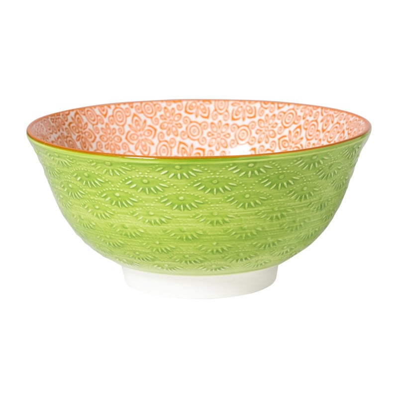 Schaaltje Anke groot - groen/oranje - ø15.5x7 cm