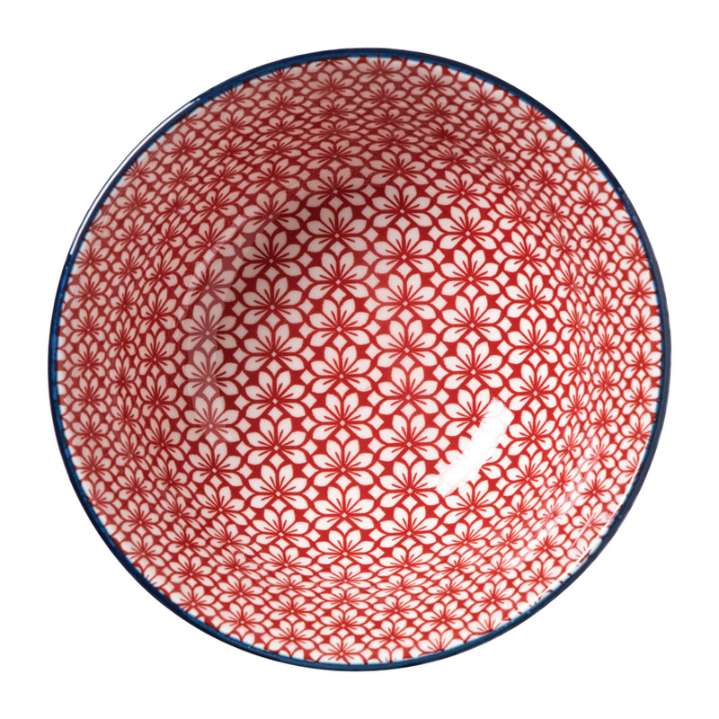 Schaaltje Amily groot - donkerblauw/rood - ø15.5x7 cm