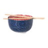 Schaaltje met eetstokjes Amber - blauw/rood - ø15x9 cm