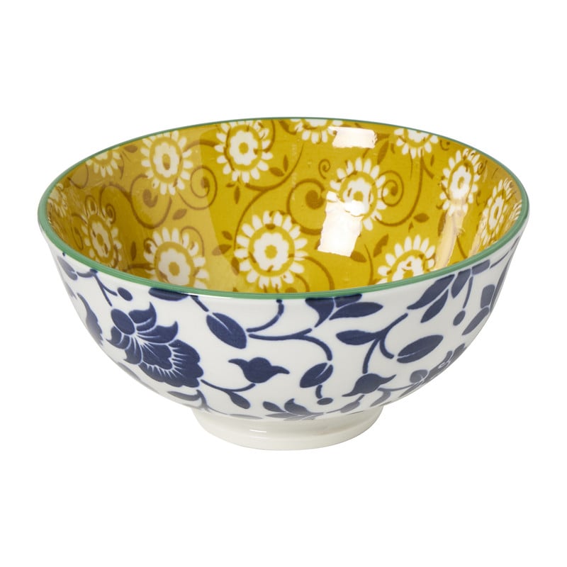 Schaaltje middel Bianca - geel/blauw - ø12x5.8 cm