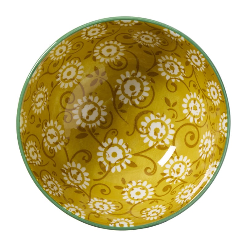 Schaaltje middel Bianca - geel/blauw - ø12x5.8 cm