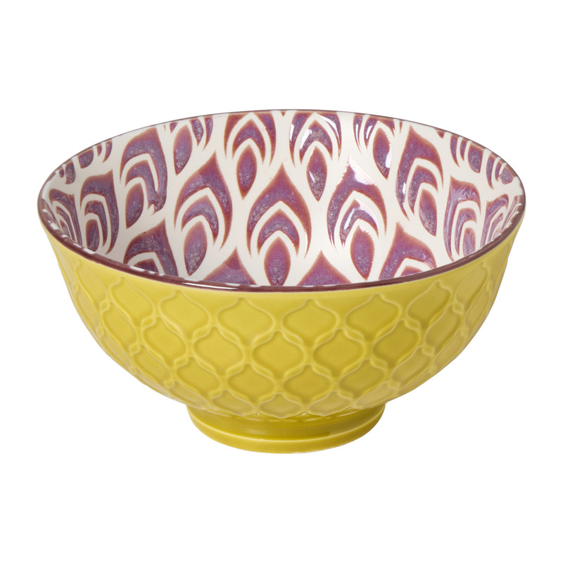 Schaaltje middel Bo - geel/paars - ø12x5.8 cm