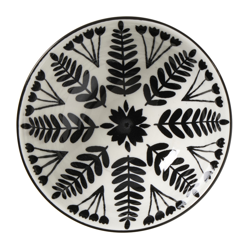Schaaltje middel Bente - beige/zwart - ø12x5.8 cm