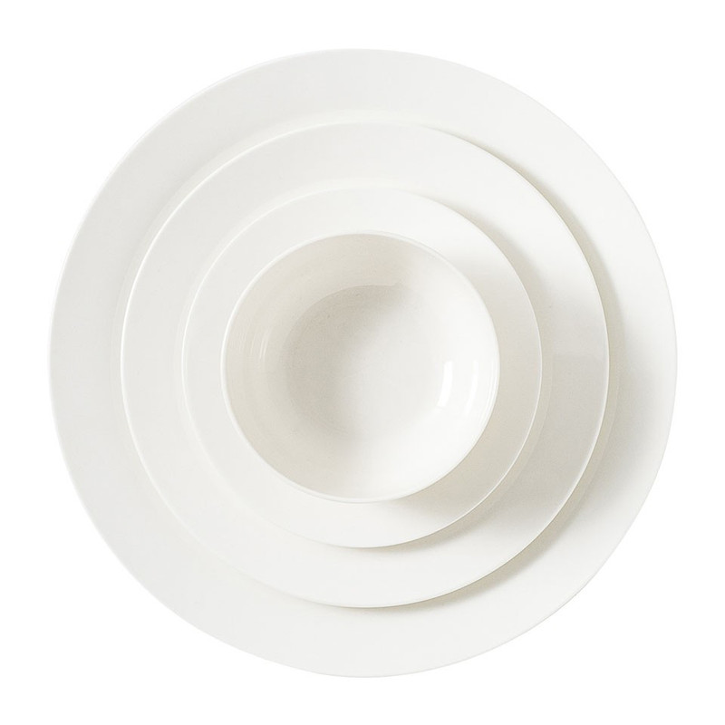 Serviesset Pearl rand - 16-delig - wit 