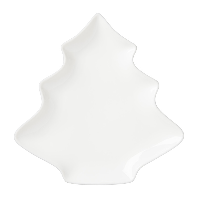 Bord kerstboom - wit - 21x26 cm