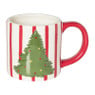Mok kerstboom streep - wit/groen/rood 