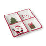 Schaaltje 4 vaks kerst - wit/groen/rood - 20x20x3 cm