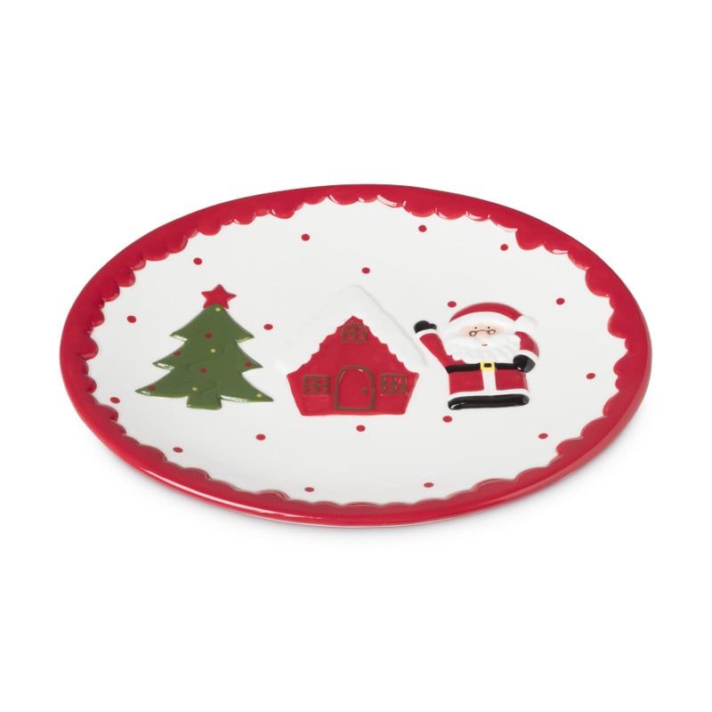Bord ovaal kerst - wit/rood/groen - 30.5x25x2.5 cm