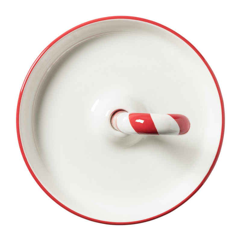 Serveerschaal candy cane - wit/rood - ø20x13 cm