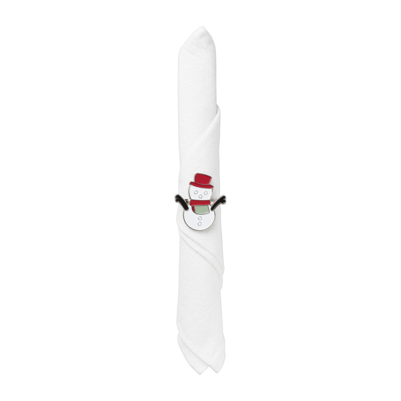 Servetring sneeuwpop - set van 4 - ø5 cm