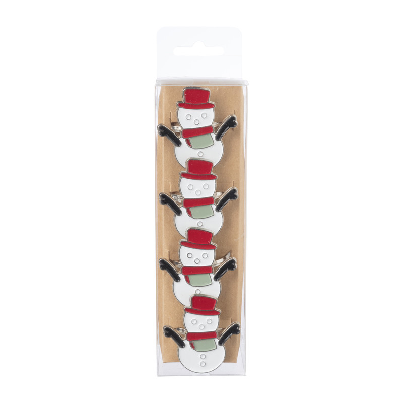 Servetring sneeuwpop - set van 4 - ø5 cm