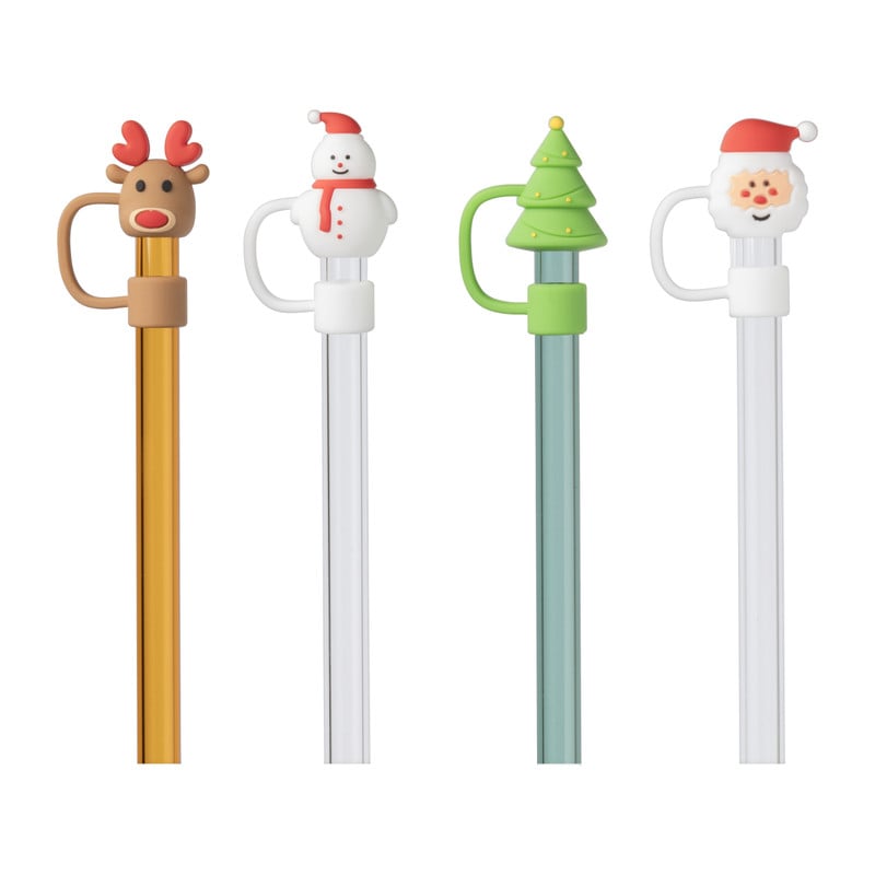 Rietjes kerst glas - set van 4 - ø1x20 cm