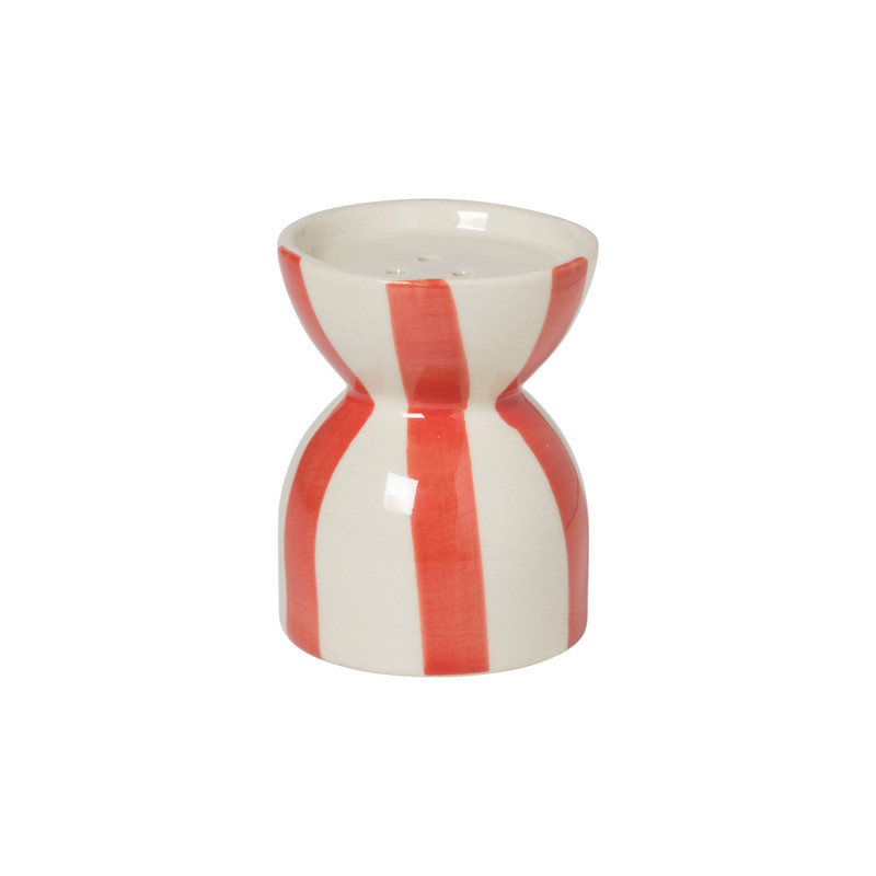 Zoutstrooier - rood/wit - ø5x6.8 cm