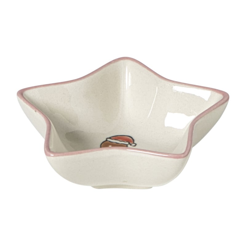 Schaaltje gingerbread - wit/roze - ø8.5x3 cm