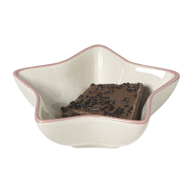 Schaaltje gingerbread - wit/roze - ø8.5x3 cm