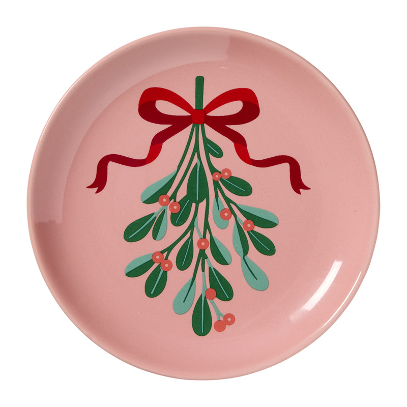 Bordje mistletoe - roze - ø15x1.5 cm